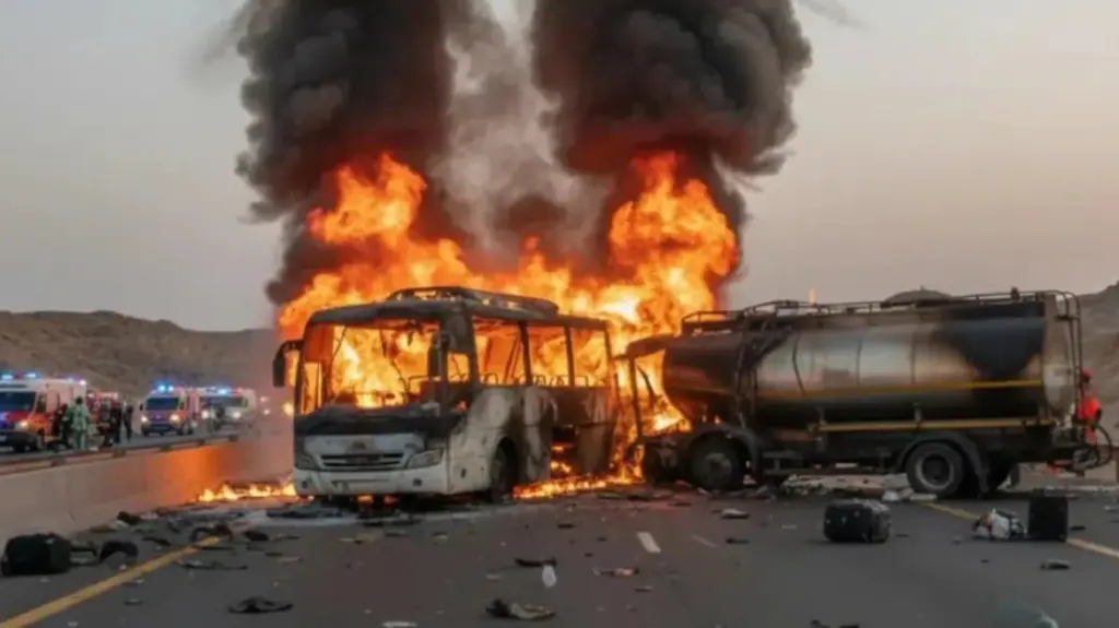 Τραγωδία: Λεωφορείο με προσκυνητές συγκρούστηκε με βυτιοφόρο και τυλίχθηκε στις φλόγες