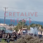 Ένταση στο Ηράκλειο: Χημικά και κρότου λάμψης στο μπλόκο των αγροτών προς το αεροδρόμιο